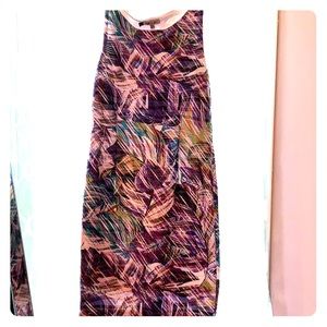 Purple floral patterned bodycon midi dress